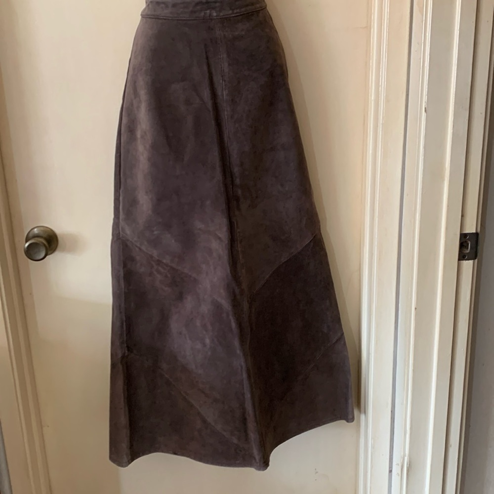 Brown suede maxi skirt